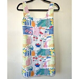 Japna Multicolor Fruit Floral Cottage Sundress Square Neck Smocked Mini Small